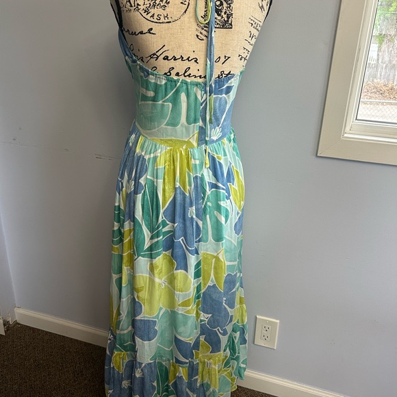 Lulu's Yellow and Green Ruched Tiered Sundress - Picture 6 of 12